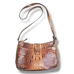Brahmin Isabelle Toasted Almond Croc Shoulder/Crossbody Bag